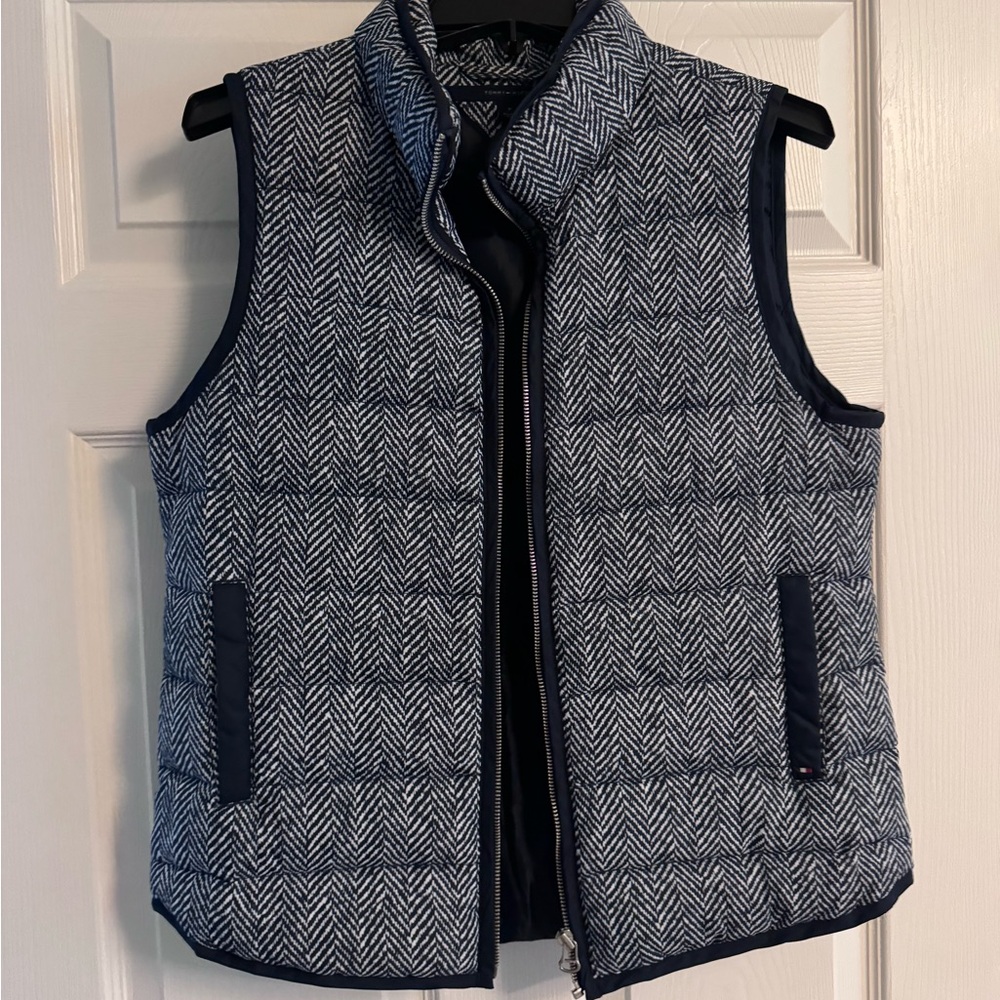 Tommy Hilfiger Navy and White Herringbone Vest